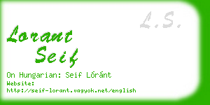lorant seif business card