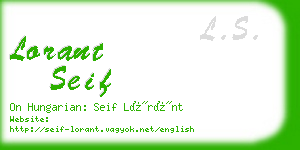 lorant seif business card